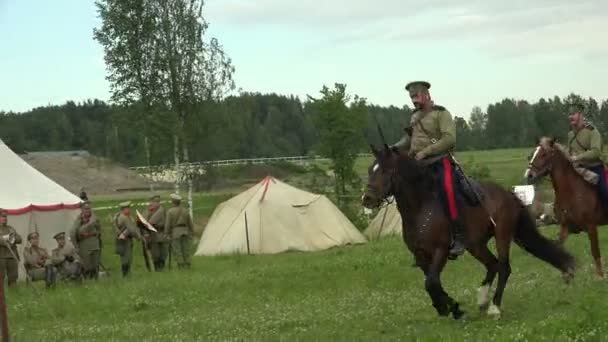 Soldat Häst Med Ett Svärd Munnen Första Världskriget 1914 1918 — Stockvideo