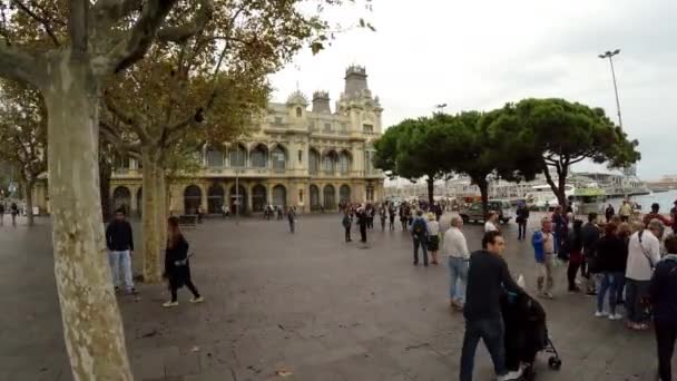 Budynek Portu Barcelonie Hiszpanii Film Rozdzielczości Uhd — Wideo stockowe