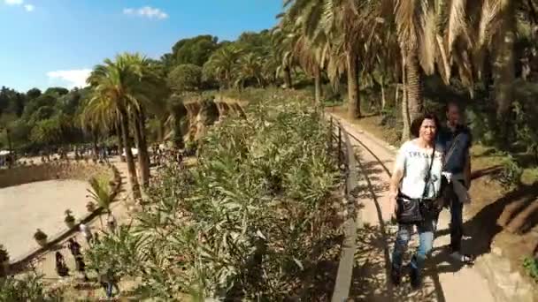 Park Guell Gaudi Barcelona Espanha Vídeo Uhd — Vídeo de Stock