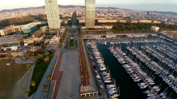 Вид Воздуха Барселона Архитектура Здания Улицы Испании Видео Uhd Prores — стоковое видео