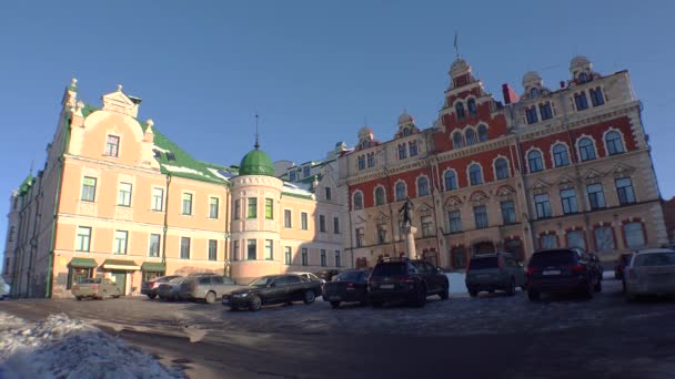 Vyborg Town Hall Square Architecture Video Uhd Real Time — Stok video