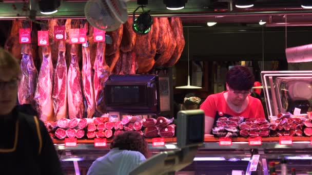 Харчовий Ринок Барселоні Іспанія Відео Uhd — стокове відео