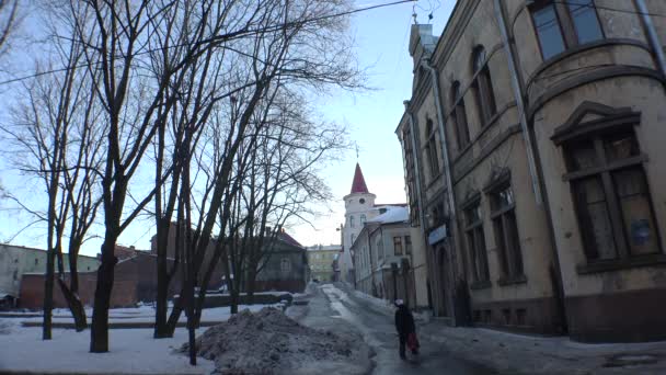 Vyborg Old Buildings Architecture Landmarks Video Uhd Real Time — Αρχείο Βίντεο