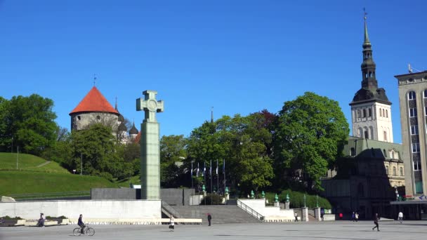 Vecchio Tallinn Architettura Vecchie Case Strade Quartieri Video Uhd — Video Stock