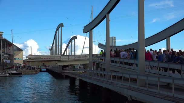 德拉桥巴塞罗那港的桥西班牙 Uhd视频 — 图库视频影像