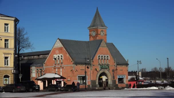 Vyborg Market Building Market Square Video Uhd Real Time — ストック動画