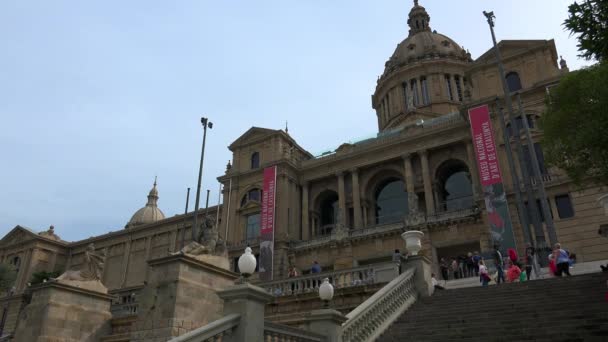 Uitzicht Het Catalunya National Museum Art Barcelona Spanje Video Uhd — Stockvideo