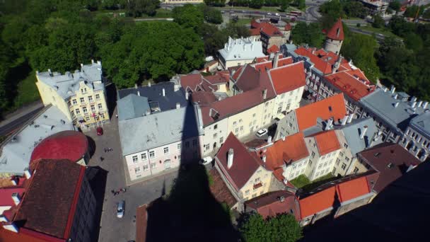 Old Tallinn Top View Roofs Houses Estonia Video Uhd — Stock Video