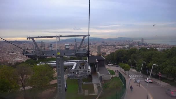 Cabin Cable Car Cableway Barcelona Spain Video Uhd — Stock Video