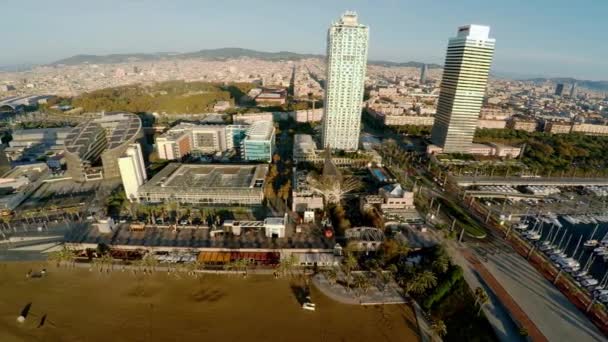 Aerial View Barcelona Architecture Buildings Streets Spain Video Uhd Prores — Stock Video