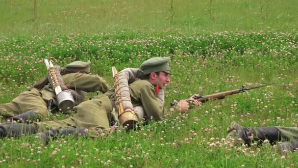 Aanval Van Russische Soldaten Eerste Wereldoorlog Eerste Wereldoorlog 1914 1918 — Stockvideo