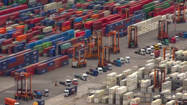 Container Port Docuri Navă Marfă Comercială Transport Marfă Barcelona Spania — Videoclip de stoc