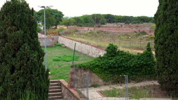 Castillo Montjuic Barcelona España Video Uhd — Vídeo de stock