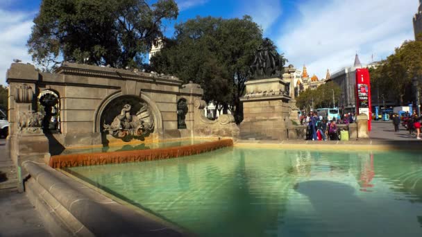 Old Fountain Barcelona Spain Video Uhd — Stock Video