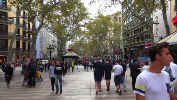 ランブラ通りだ バルセロナ市内中心部 スペインだ Uhdでのビデオ — ストック動画
