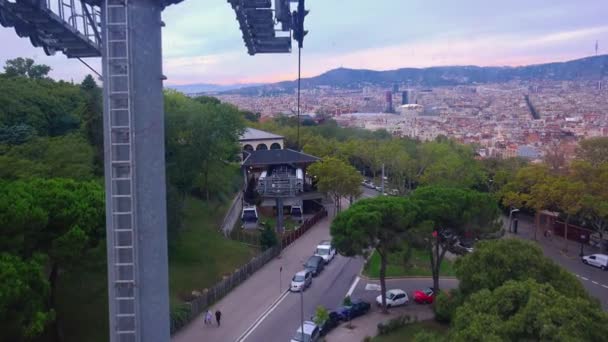 Cabin Cable Car Cableway Barcelona Spain Video Uhd — Stock Video