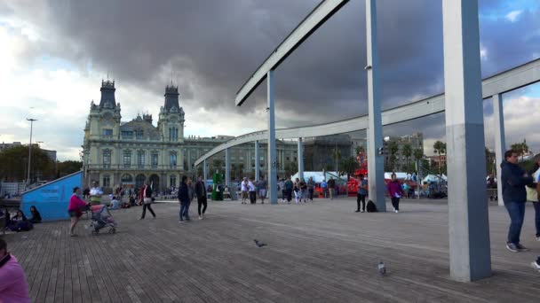 Drawbridge Bridge Port Barcelona Spain Video Uhd — Stock Video