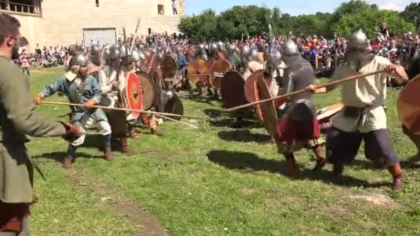 Μια Μάχη Μάχη Των Βίκινγκς Μεσαιωνικά Πολεμιστές Βίντεο Uhd — Αρχείο Βίντεο