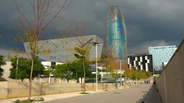 Torre Agbar Barcelona España Video Uhd — Vídeos de Stock