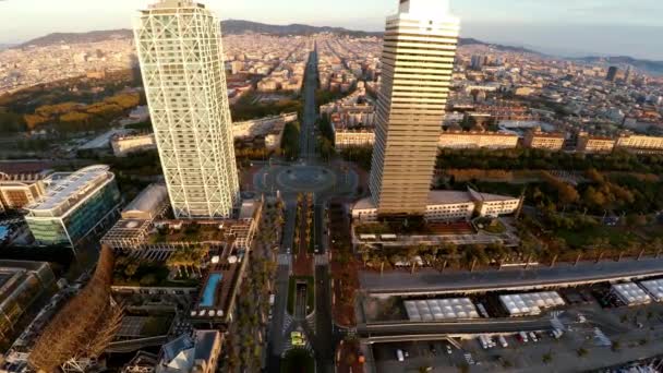 Widok Lotu Ptaka Barcelony Architektura Budynki Ulice Hiszpanii Wideo Uhd — Wideo stockowe