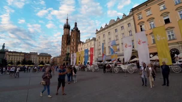 크라코프의 광장입니다 폴란드 Uhd 비디오 — 비디오