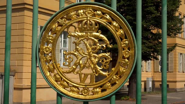 Magnifico Emblema Sull Antica Porta Potsdam Video Uhd — Video Stock