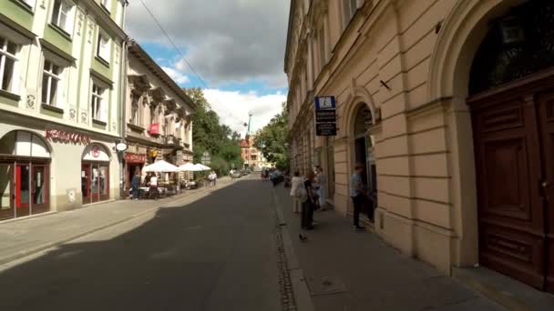 Procházím Starobylými Ulicemi Krakova Polsko Video Uhd — Stock video