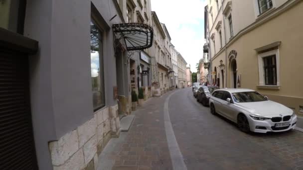 Spacerując Starożytnych Ulicach Krakowa Polsce Film Rozdzielczości Uhd — Wideo stockowe
