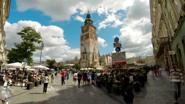 Menara Balai Kota Krakow Polandia Video Uhd — Stok Video