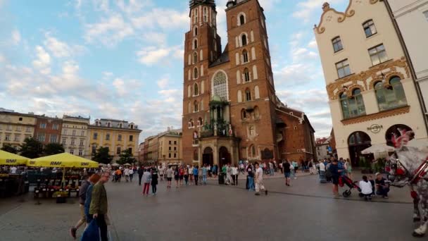 Market Square Cracóvia Cidade Velha Polônia Vídeo Uhd — Vídeo de Stock