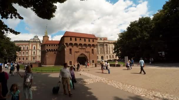 Barbican Ancient Tower Krakau Polen Video Uhd — Stockvideo