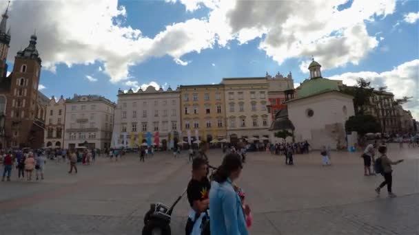 Plaza Del Mercado Cracovia Ciudad Vieja Polonia Video Uhd — Vídeo de stock