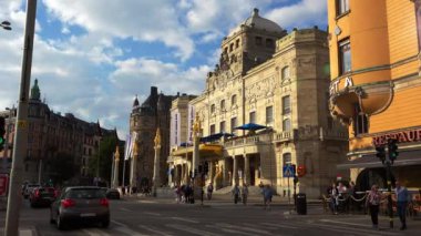 Stockholm 'de tiyatro. İsveç. 4K 'da video, UHD