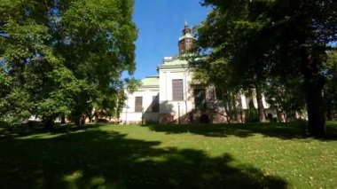 Stockholm 'deki kilise. İsveç. 4K 'da video, UHD