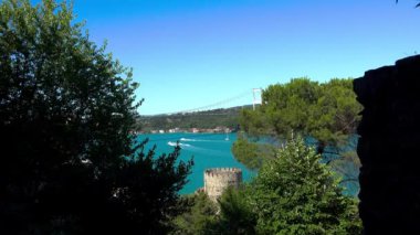 İSTANBUL, TURKEY - YAZ 2017: İstanbul 'daki Rumeli Hisari Kalesi. Hindi. 4K 'da video, UHD