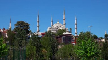 Mavi Cami. İstanbul 'daki Sultan Ahmed Camii. Hindi. 4K 'da video, UHD