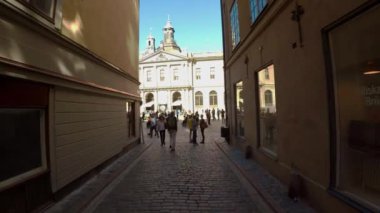 Stortorget Halk Meydanı, Stockholm. Gamla stan. İsveç. 4K 'da video, UHD