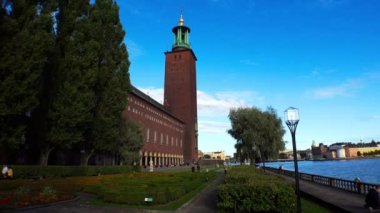 Stockholm Belediye Binası. İsveç. 4K 'da video, UHD
