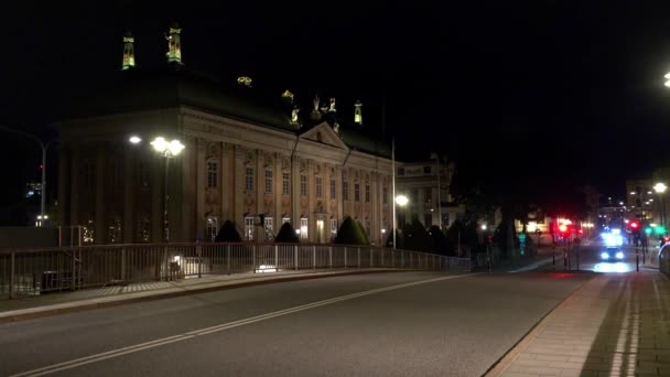 Stockholm Oraşul Vechi Arhitectură Case Vechi Străzi Cartiere Suedia Noapte — Videoclip de stoc