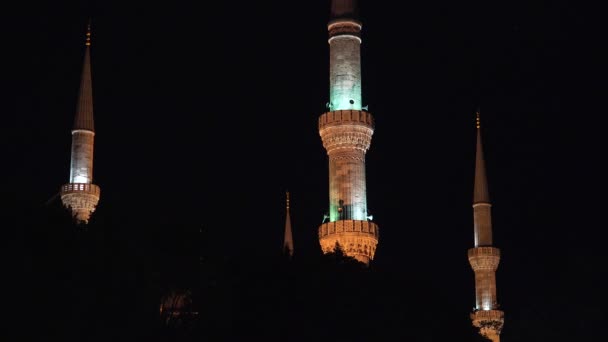 Голубая Мечеть Спокойной Ночи Мечеть Султана Ахмеда Стамбуле Индейка Видео — стоковое видео