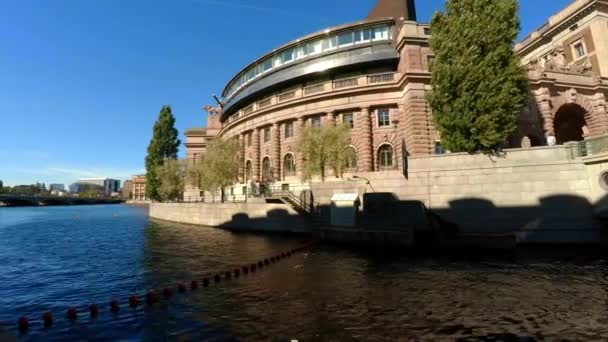 Riksdagshuset Stockholm Sverige Video Uhd — Stockvideo