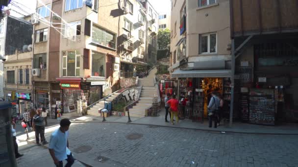 Istanbul Turkey Summer 2017 Αρχαίος Στενός Δρόμος Στο Κέντρο Της — Αρχείο Βίντεο
