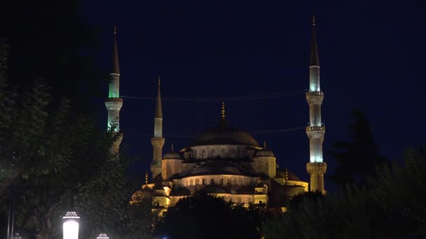 Mosquée Bleue Bonne Nuit Mosquée Sultan Ahmed Istanbul Turquie Vidéo — Video