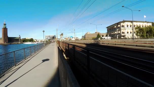 Puente Ferroviario Estocolmo Suecia Video Uhd — Vídeo de stock