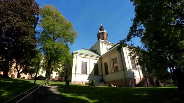 Церковь Стокгольме Швеция Видео Uhd — стоковое видео