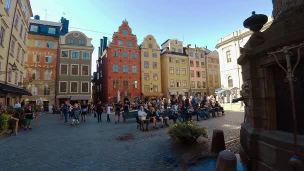 Stortorget Nyilvános Tér Stockholmban Gamla Stan Vagyok Svédország Videó Ban — Stock videók