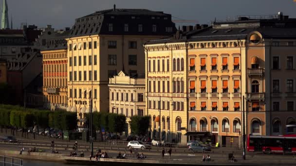 Widok Gamla Stan Sztokholmie Stare Miasto Szwecja Film Rozdzielczości Uhd — Wideo stockowe