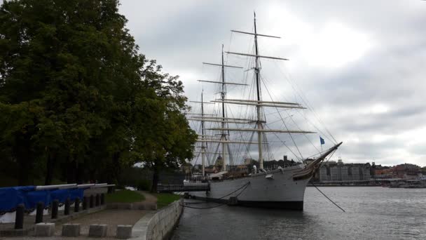 Dijk Pier Het Centrum Van Stockholm Zweden Video Uhd — Stockvideo