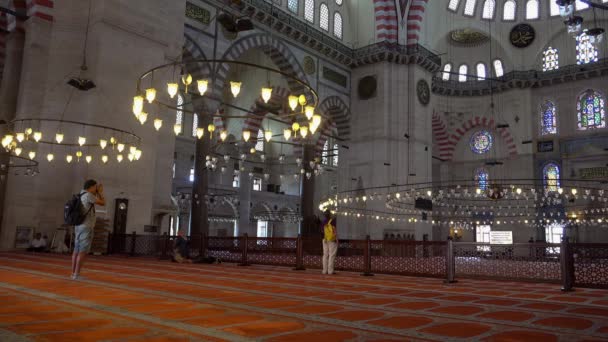 Istanbul Turkey Summer 2017 Εσωτερική Άποψη Στο Τζαμί Suleymaniye Στην — Αρχείο Βίντεο