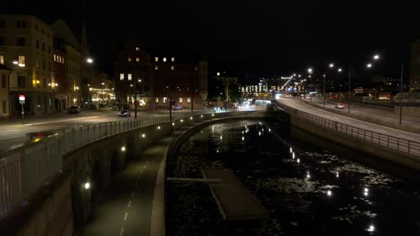 Stoccolma Città Vecchia Architettura Vecchie Case Strade Quartieri Svezia Notte — Video Stock
